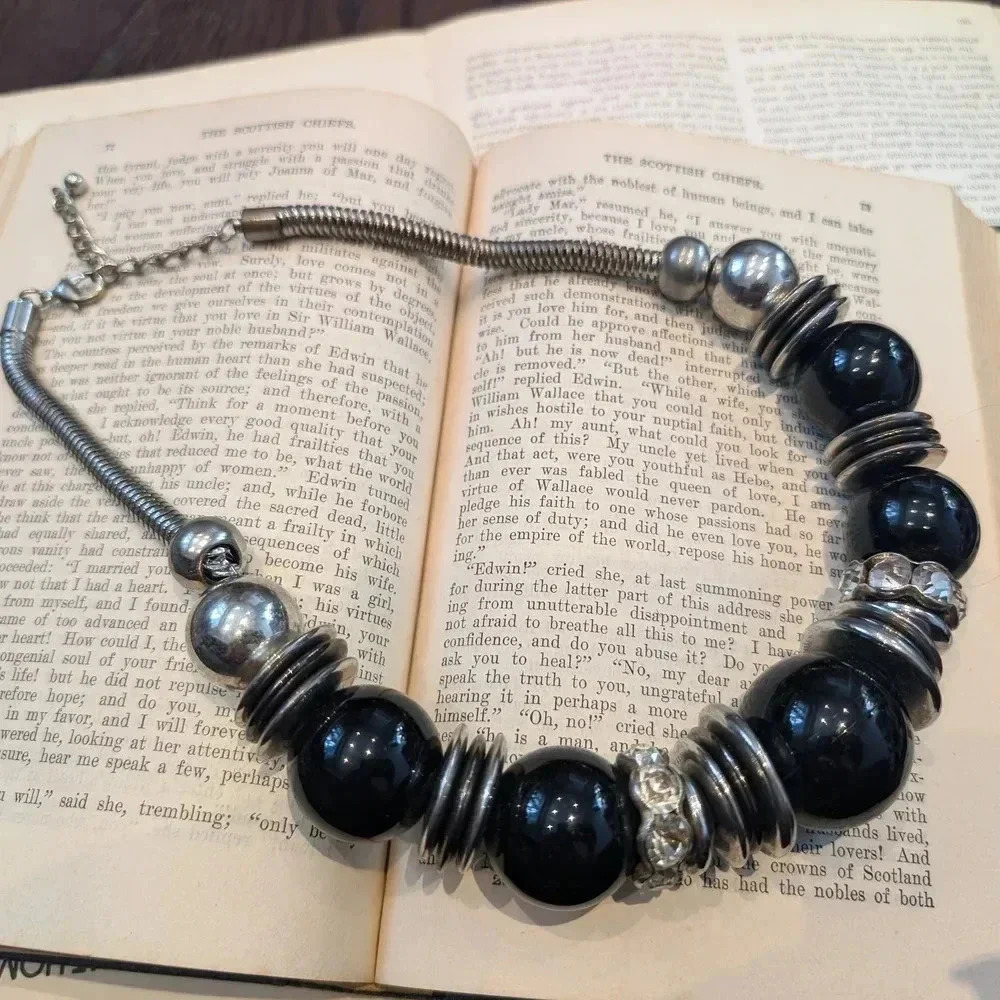 Elegant Black and Silver Beaded Necklace